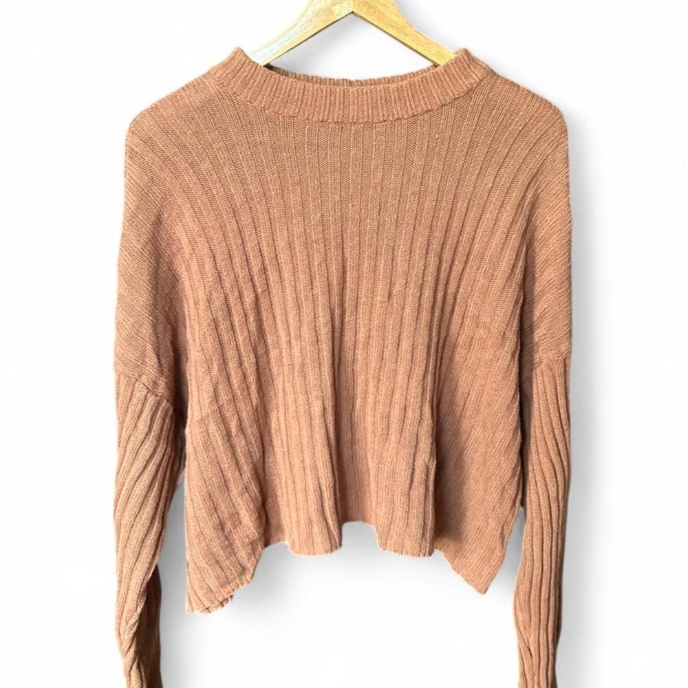 Slouchy Sweater Knit American Eagle Raw Hem Brown Granola Earth Tone Size XL
